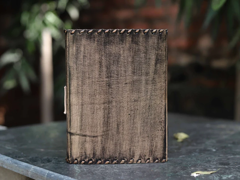 Halloween Special Hocus Pocus Book of Spells Leather Journal Writing Book - Tan