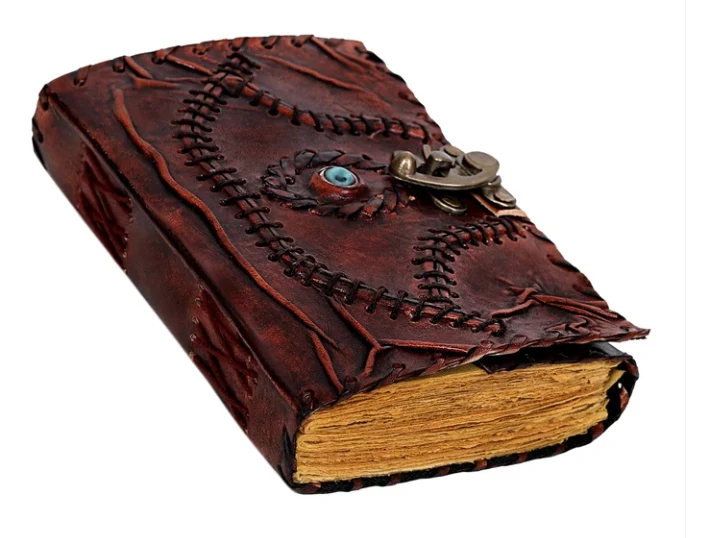 Halloween Special Hocus Pocus Book of Spells Leather Journal Writing Book - Brown