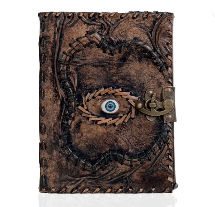 Halloween Special Hocus Pocus Book of Spells Leather Journal Writing Book - Vintage Brown