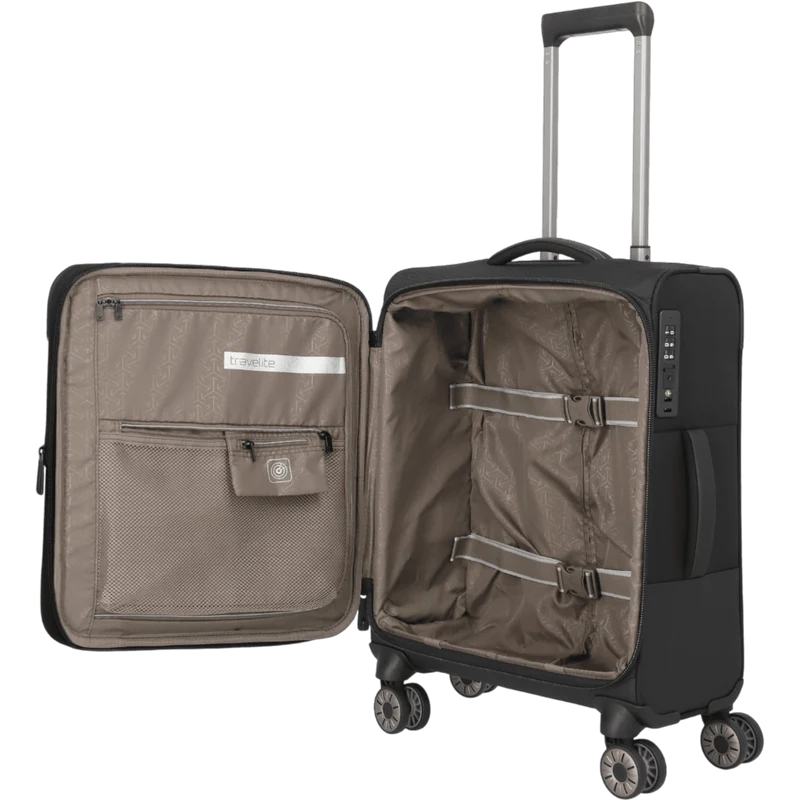 Travelite Crosslite 4-Rollen-Kabinentrolley S erw. 55 cm -Schwarz
