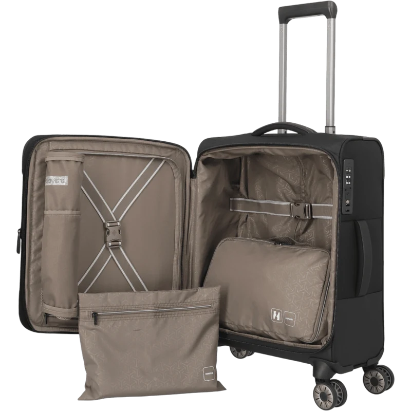 Travelite Crosslite 4-Rollen-Kabinentrolley S erw. 55 cm -Schwarz