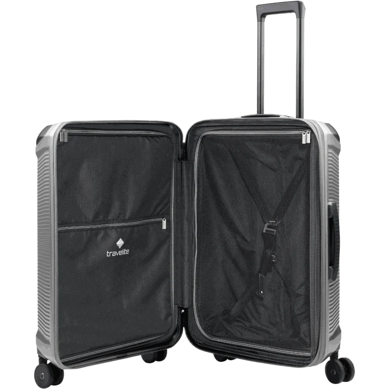 Travelite Millennium 4-Rollen-Koffer M 67 cm erw. -Silver