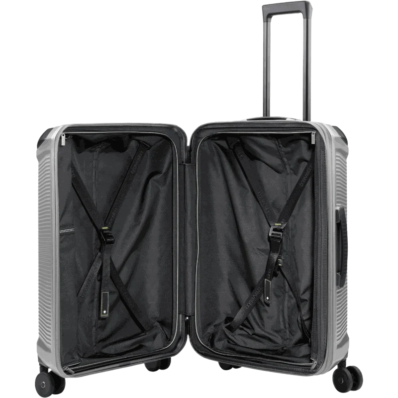 Travelite Millennium 4-Rollen-Koffer M 67 cm erw. -Silver