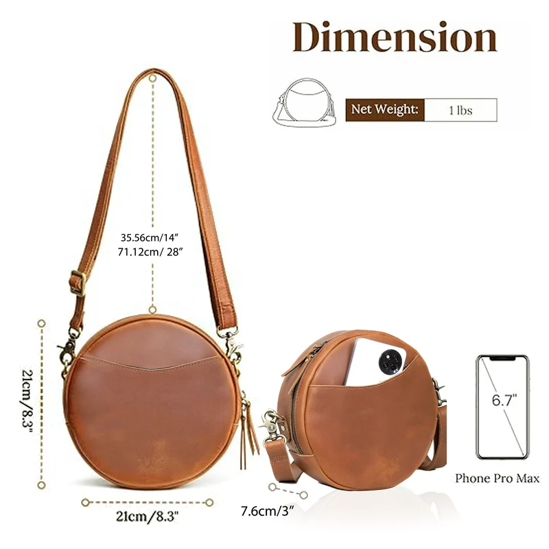 Perry Tan Leather Circle Crossbody Bag