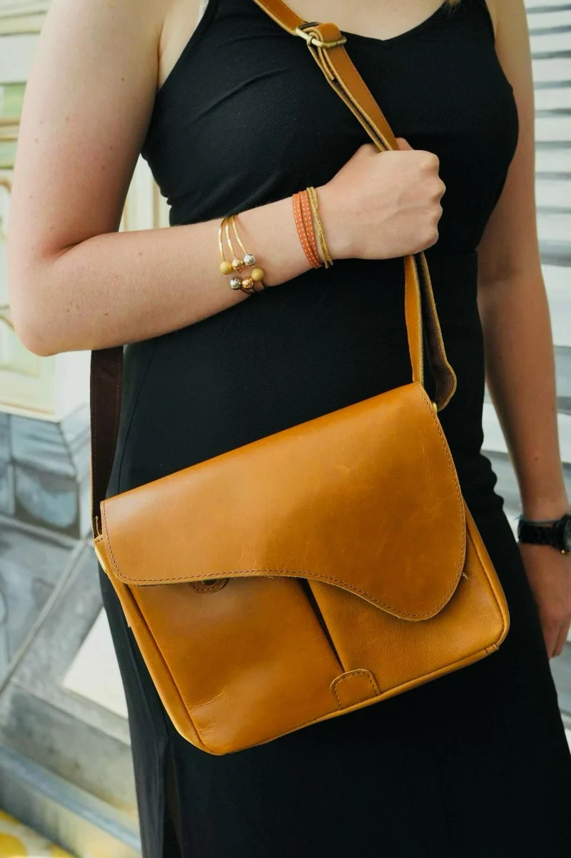 Reef Tan Leather Crossbody Bag