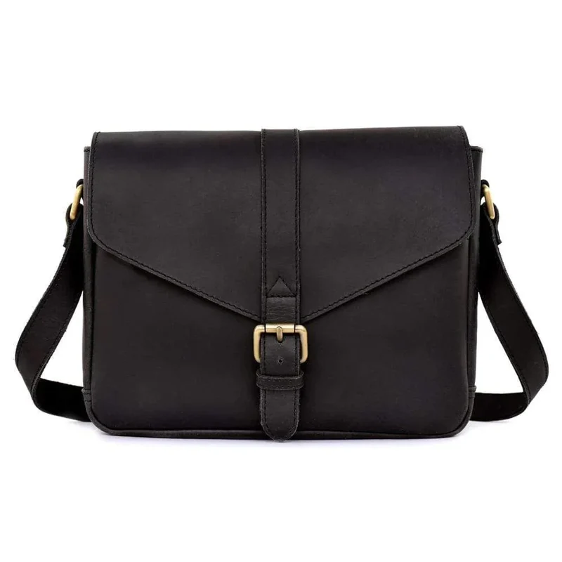 Marina Black Leather Crossbody Bag