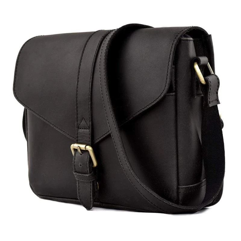 Marina Black Leather Crossbody Bag