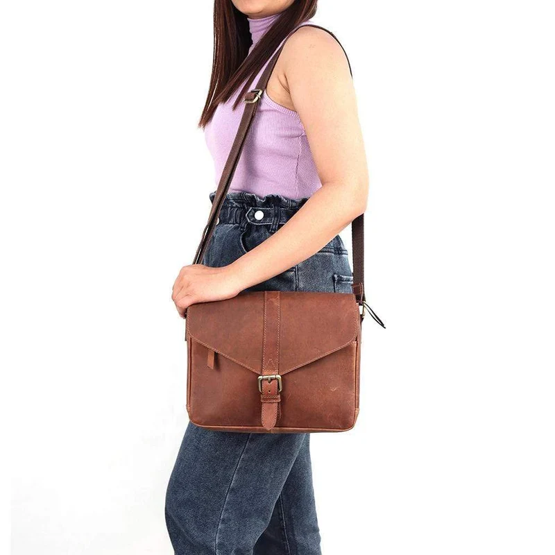 Marina Brown Leather Crossbody Bag