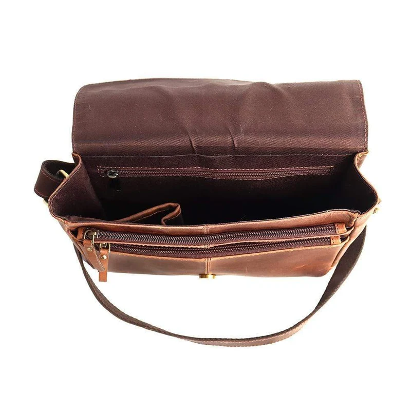 Marina Brown Leather Crossbody Bag