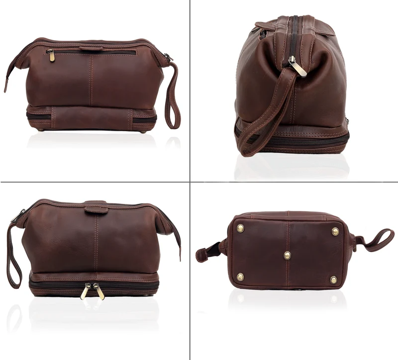 Denali Brown Leather Duffle Bag Combo
