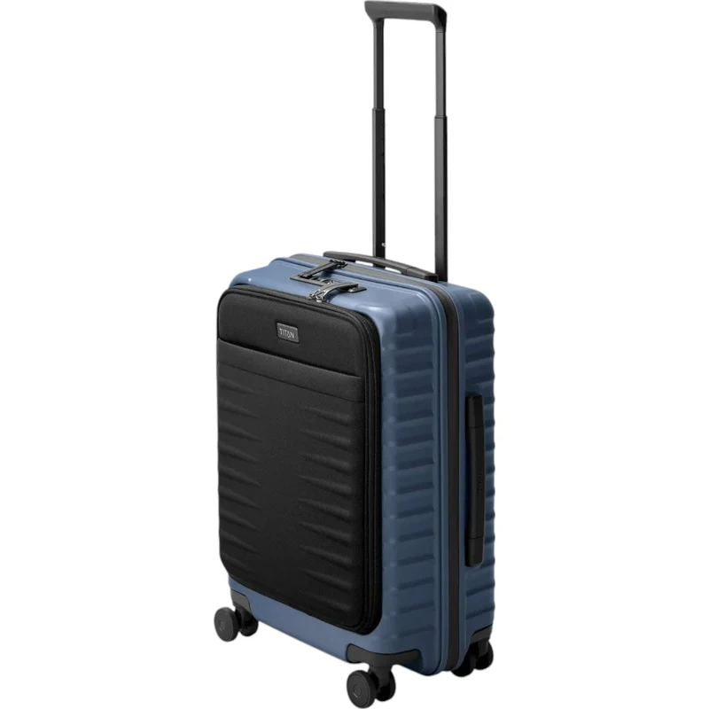 TITAN UPGRADE 4-Rad-Bordtrolley S+ mit Vortasche 55 cm -Midnight Blue