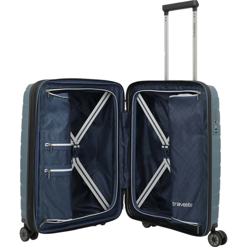 Travelite Air Base 4-Rollen-Kabinentrolley S erweiterbar 55 cm -Eisblau