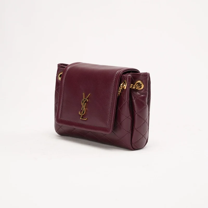 Saint Laurent Mini Nolita Lammleder Burgunderrot 2024