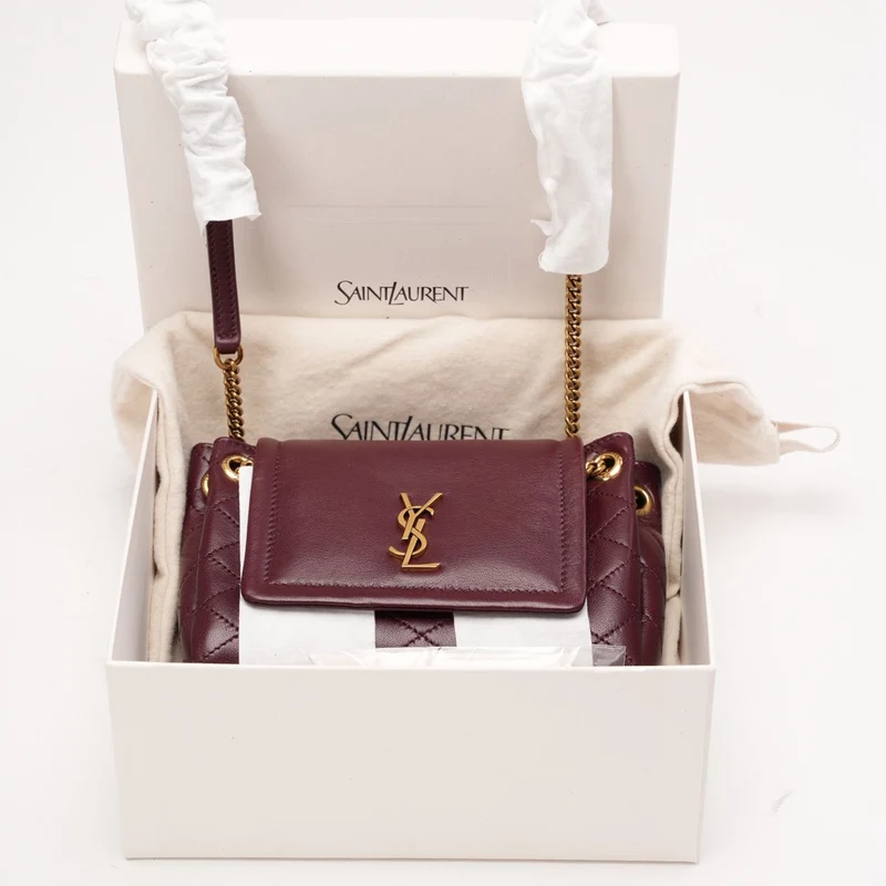 Saint Laurent Mini Nolita Lammleder Burgunderrot 2024