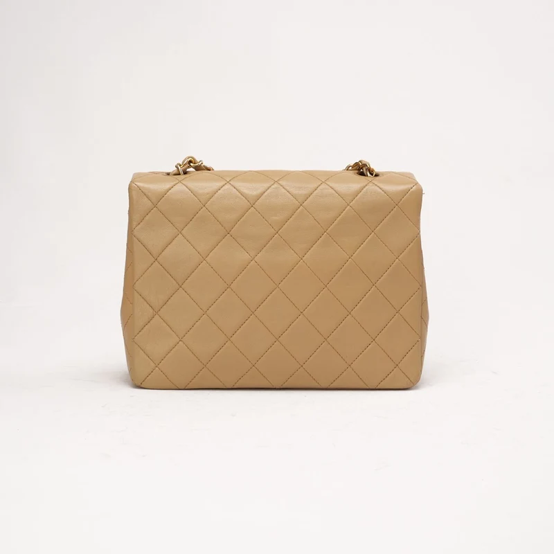 Chanel Vintage Mini Square Flap Bag, Lammbeige, 1991