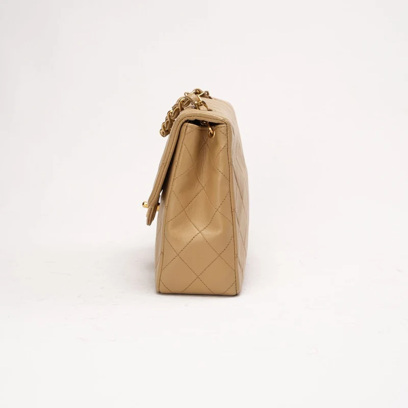 Chanel Vintage Mini Square Flap Bag, Lammbeige, 1991