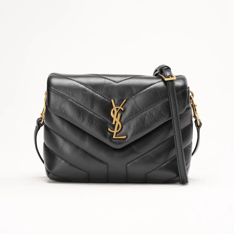Saint Laurent Schwarze Loulou Toy Crossbody-Tasche aus Leder 2024