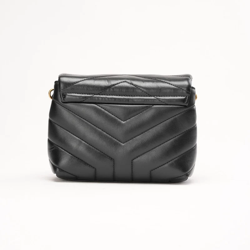 Saint Laurent Schwarze Loulou Toy Crossbody-Tasche aus Leder 2024