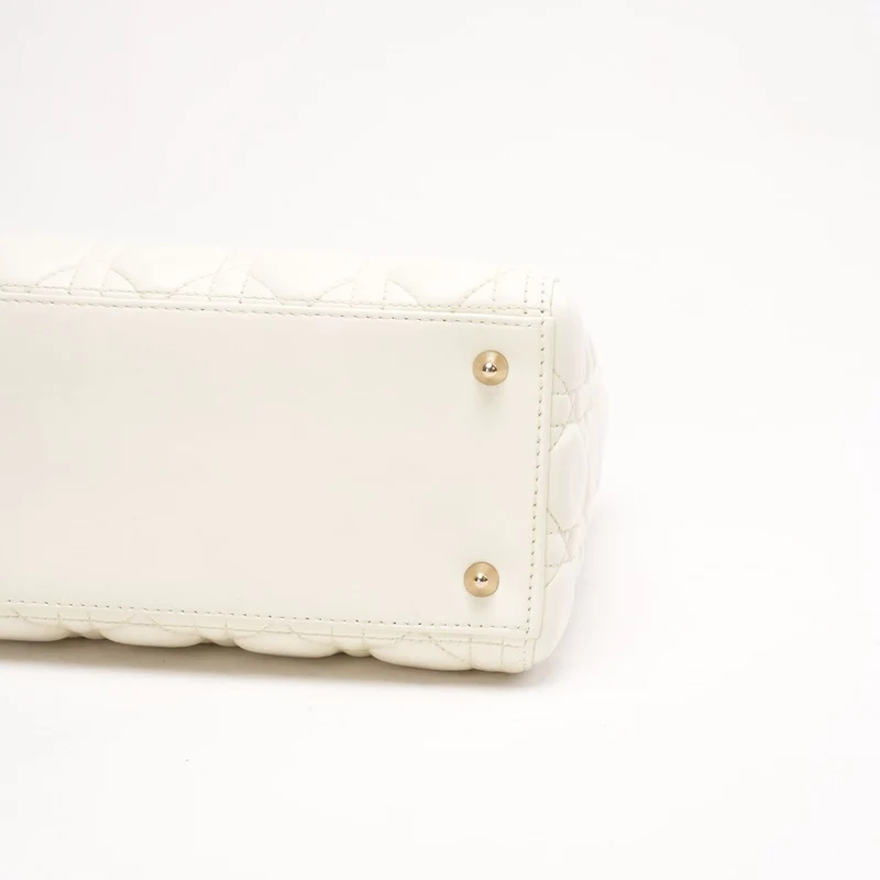 Christian Dior Medium Lady Dior Bag Latte Cannage Lammleder 2018