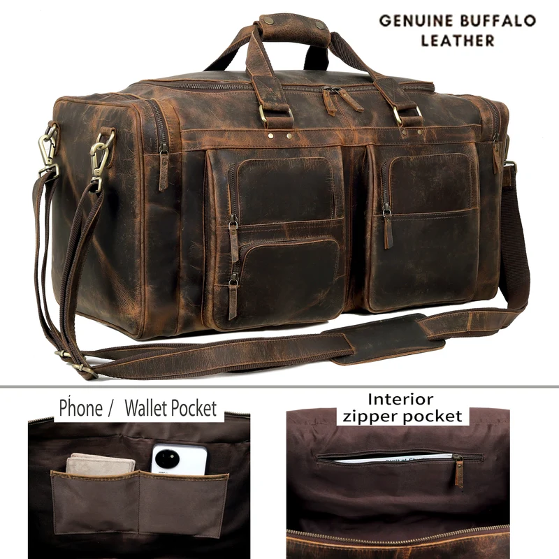 Farm Premium Buffalo Leather Duffle Combo