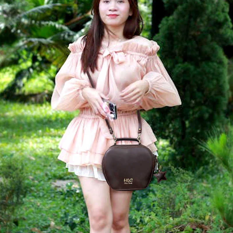 HLC collection Small Apple Cut Crossbody Bag Women - Brown
