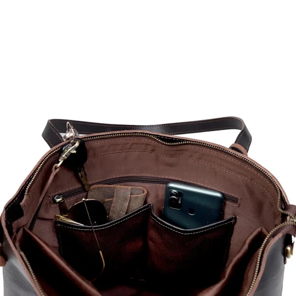 Portland Buffalo Leather Tote Bag - Brown