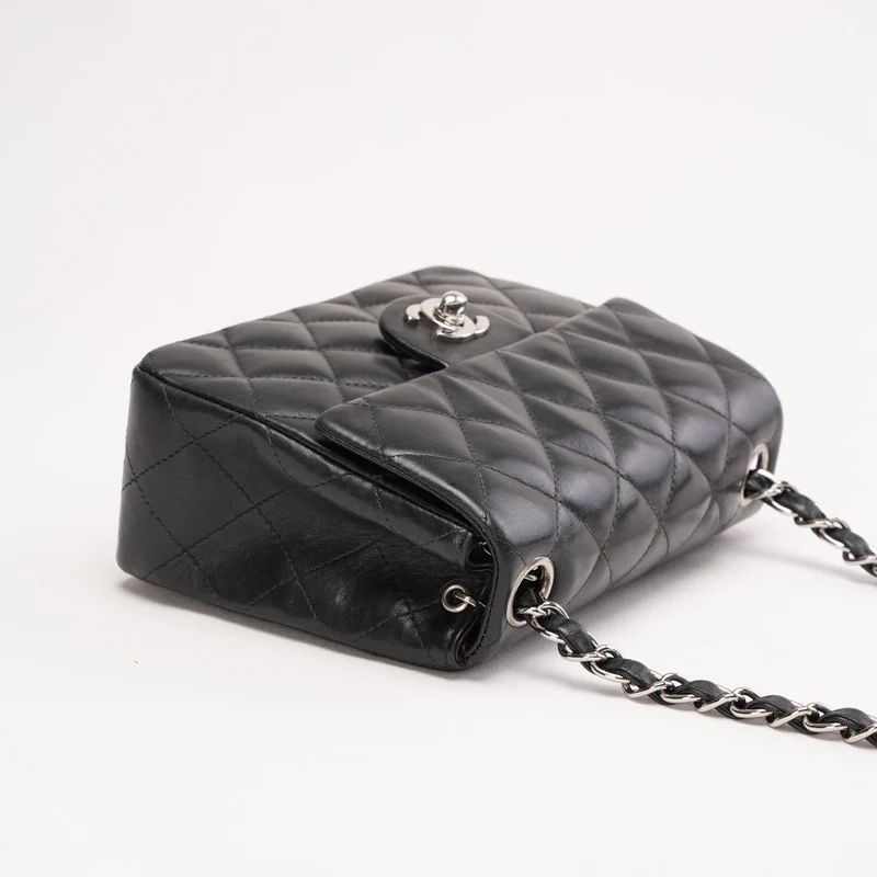 Chanel Vintage Mini Square Classic Flap Bag aus Lammleder, Schwarz, 2005