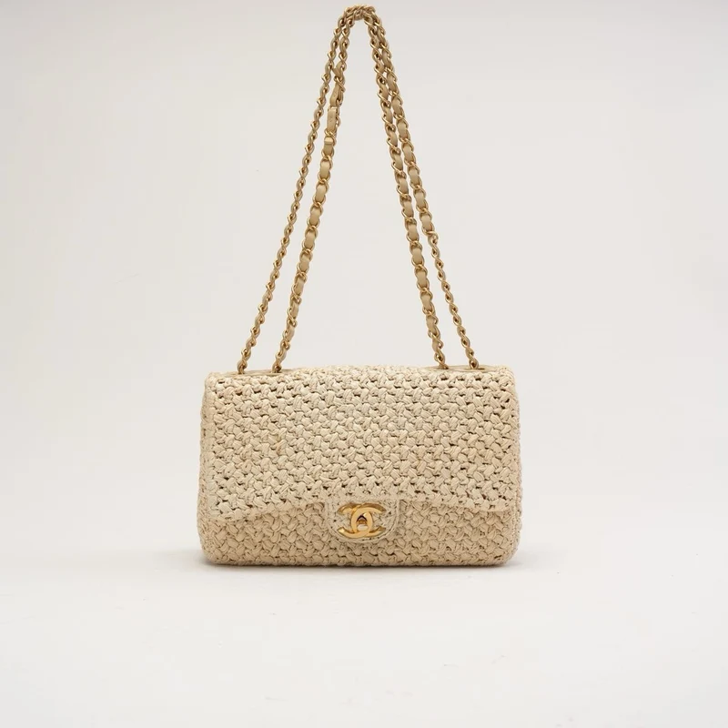 Chanel Raffia Crochet Ancient Greece Medium Flap Beige 2018