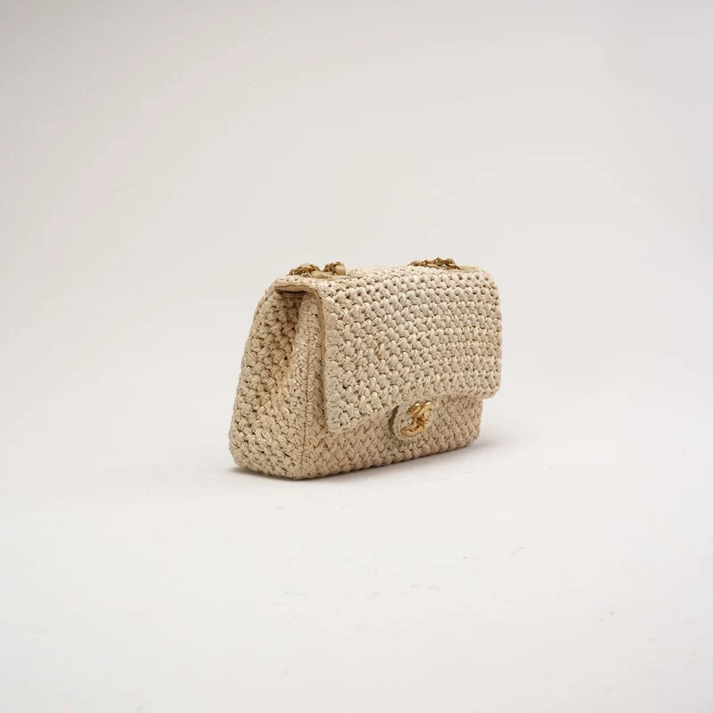 Chanel Raffia Crochet Ancient Greece Medium Flap Beige 2018