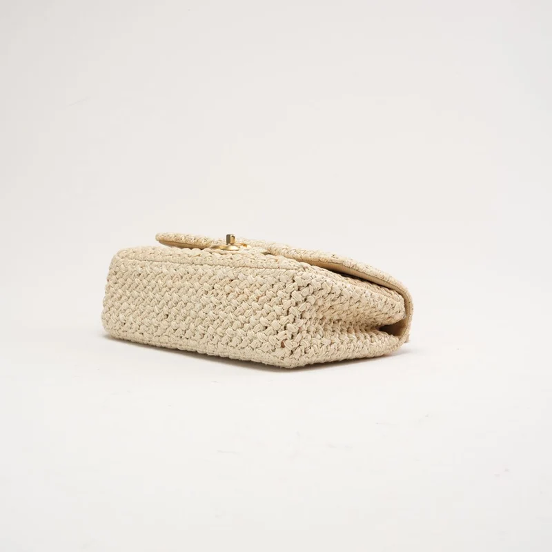 Chanel Raffia Crochet Ancient Greece Medium Flap Beige 2018