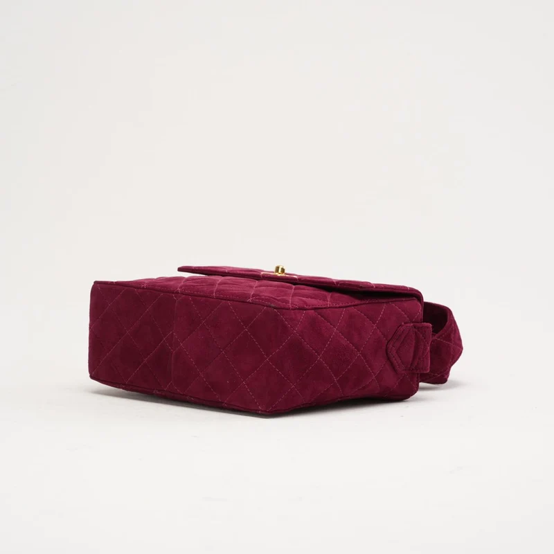 Chanel Vintage Mini Square Flap Bag aus burgunderrotem Samt, 1997