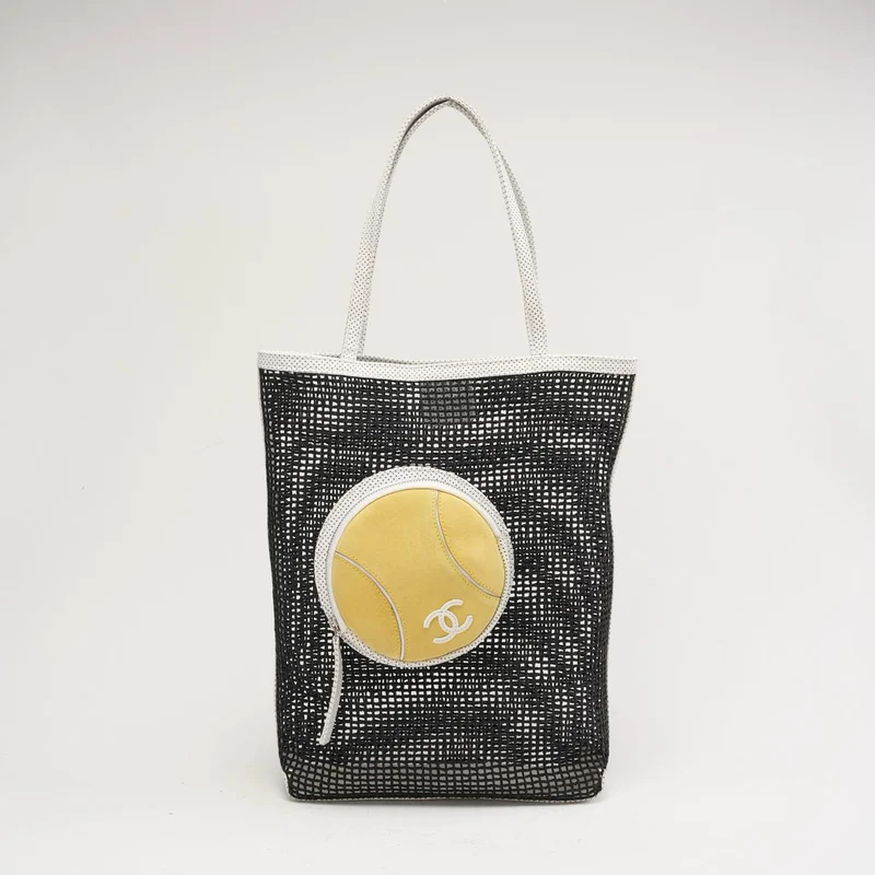 Chanel Vintage Tennis Shopper Tote Bag Schwarz/Weiß 2004