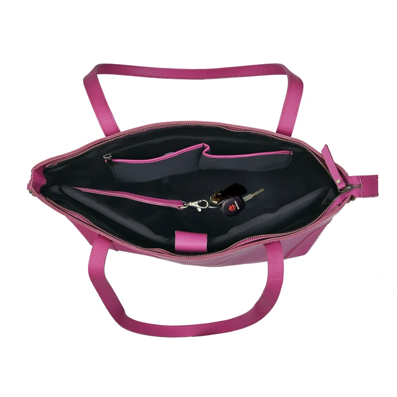 Portland Buffalo Leather Tote Bag Combo - Pink