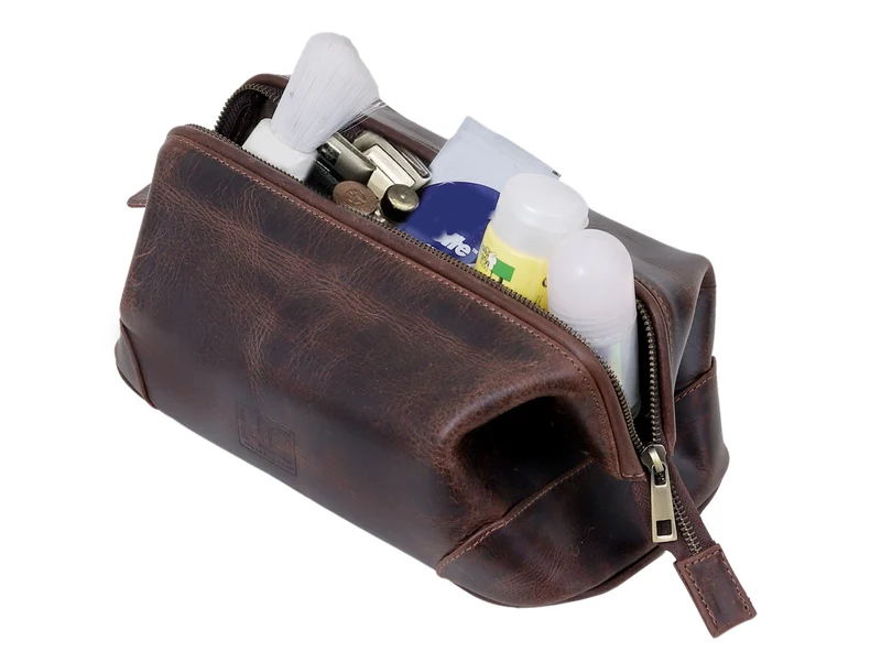 Euphrates Leather Toiletry & Large Dopp Kit - Brown