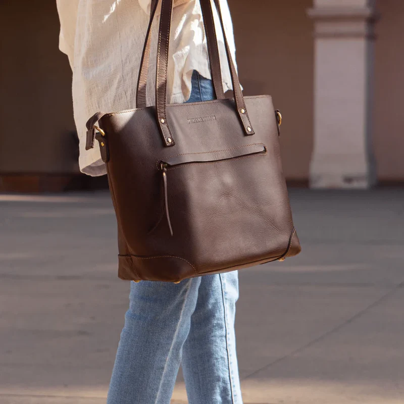 Portland Buffalo Leather Tote Bag - Tan