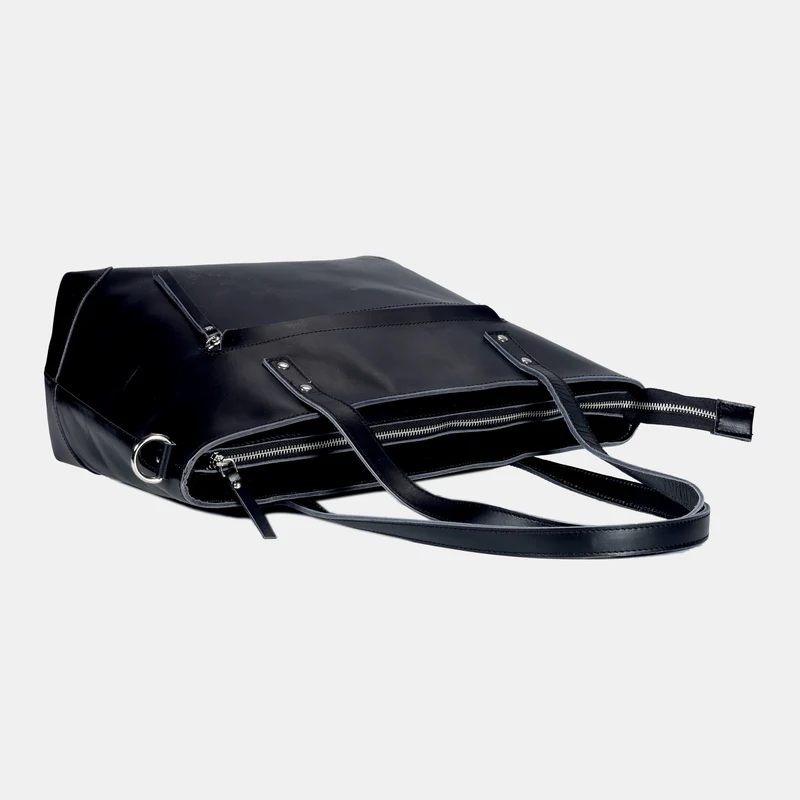 Portland Buffalo Leather Tote Bag - Black