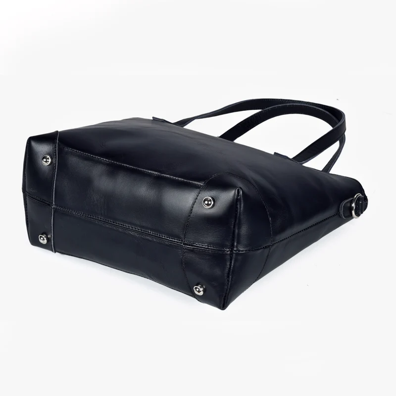 Portland Buffalo Leather Tote Bag - Black