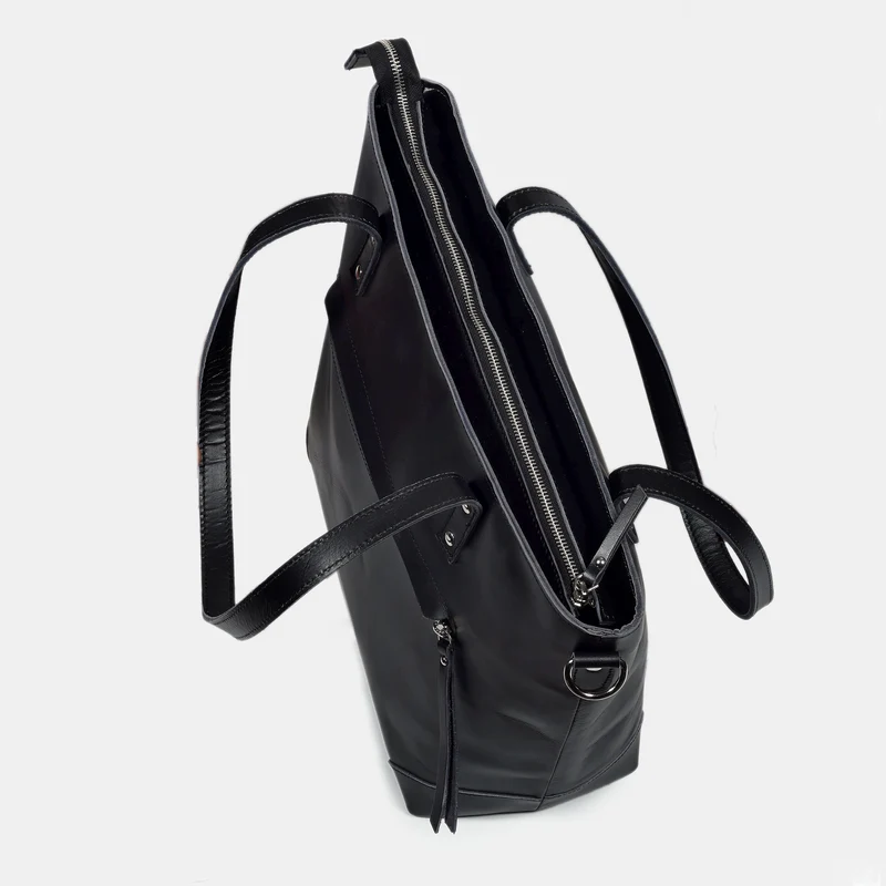 Portland Buffalo Leather Tote Bag - Black