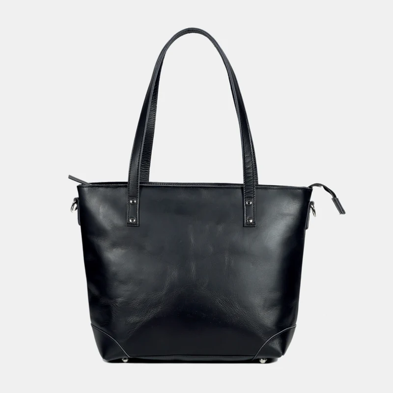 Portland Buffalo Leather Tote Bag - Black