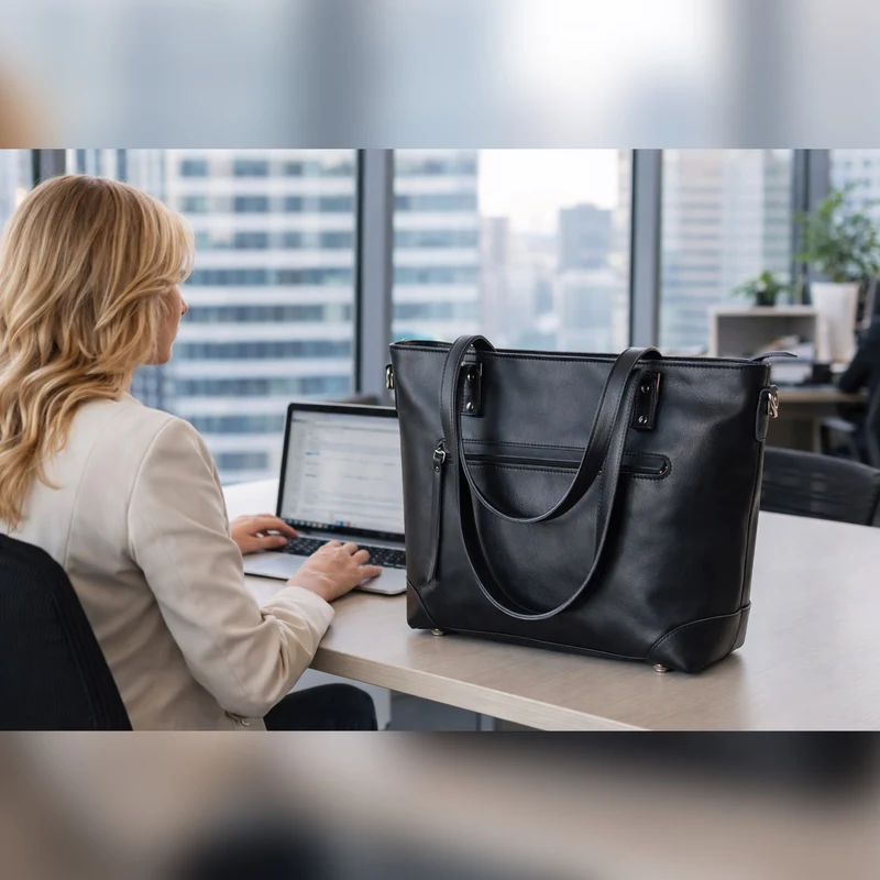 Portland Buffalo Leather Tote Bag - Black