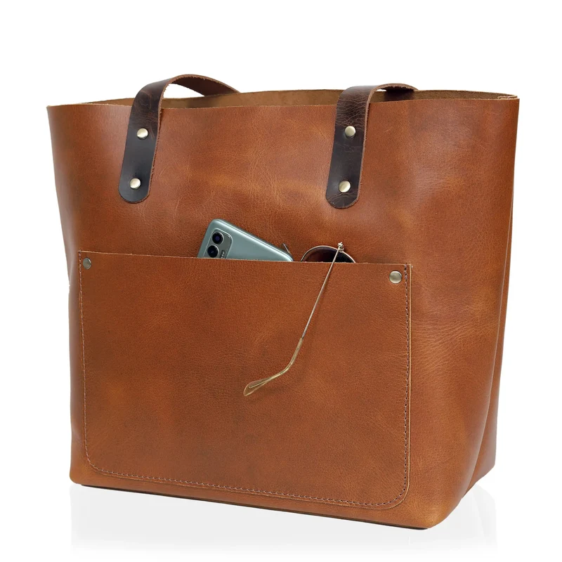 Tan Bella Buffalo Leather Tote Bag