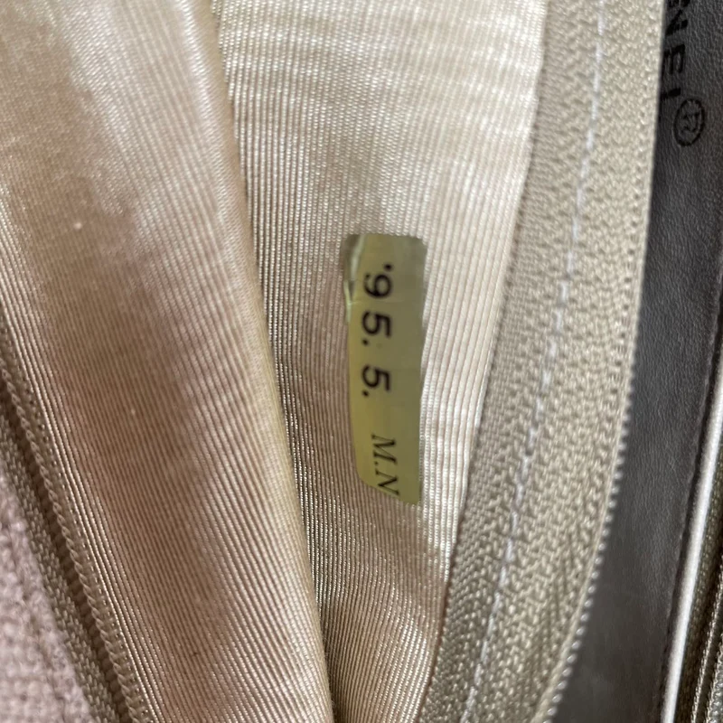 Chanel Vintage Leinen Coco Mark Ketten-Schultertasche Beige 1996