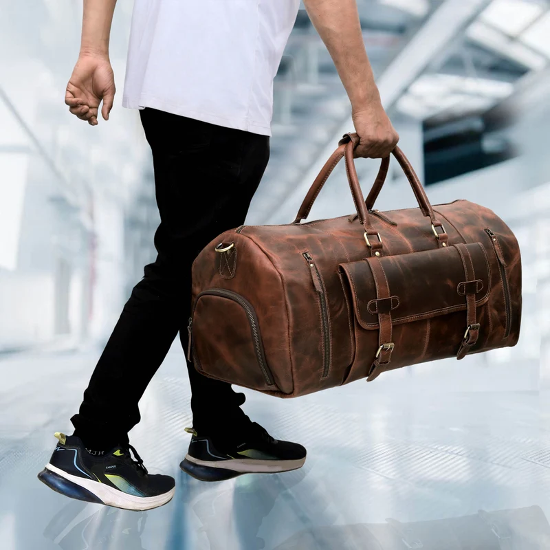 Mars Leather Duffel Bag for Men - Brown