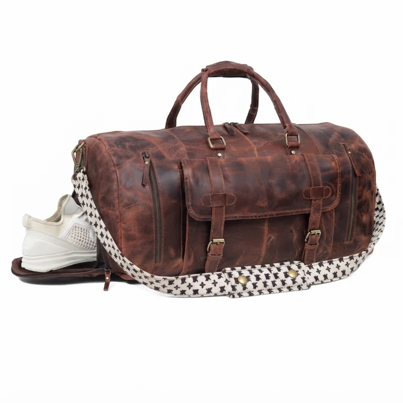 Mars Leather Duffel Bag for Men - Brown