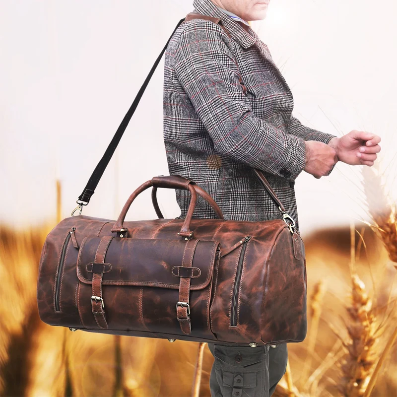 Mars Leather Duffel Bag for Men - Brown