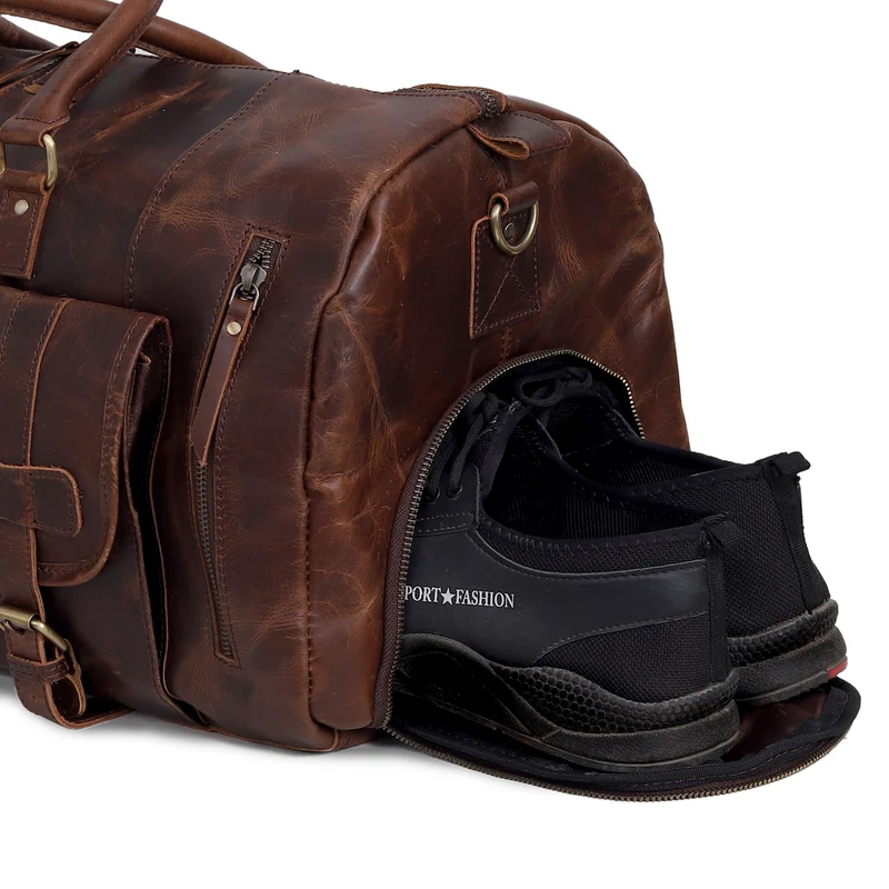 Mars Leather Duffel Bag for Men - Brown