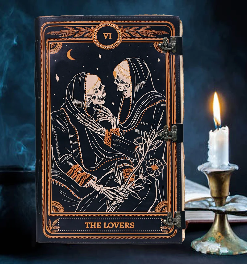 The Lovers Tarot Notebook Leather Journal