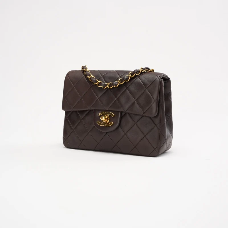 „Seltene“ Chanel Timeless Mini Square Flap, Lammbraun, 1994