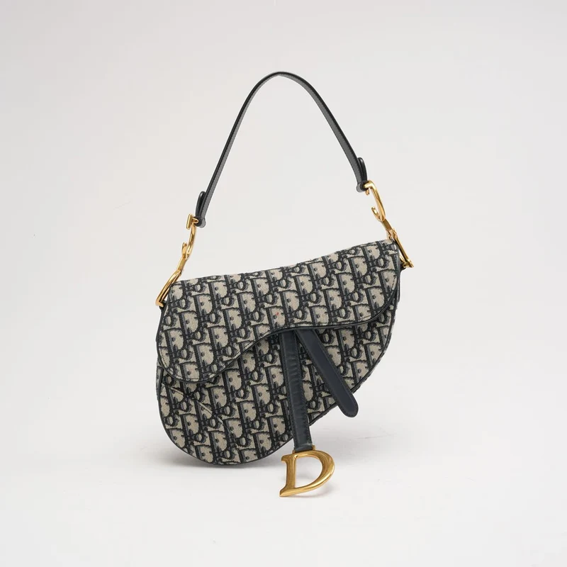 Dior Saddle Medium Canvas Blau/Weiß 2020