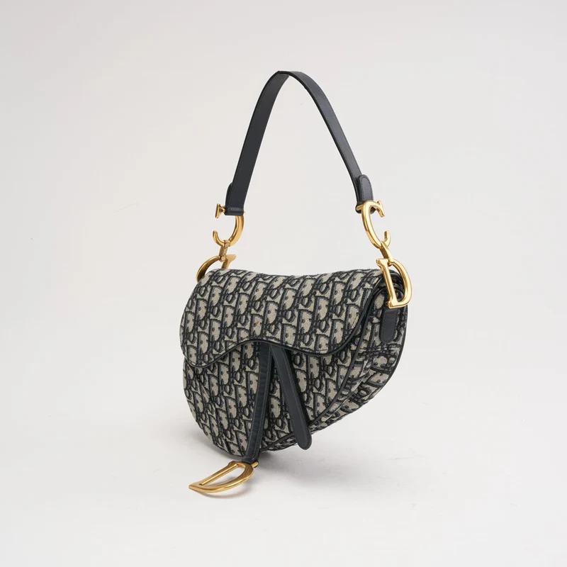 Dior Saddle Medium Canvas Blau/Weiß 2020